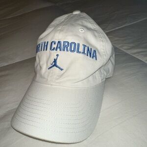Jordan White North Carolina Embroidered Cap with Blue Jumpman